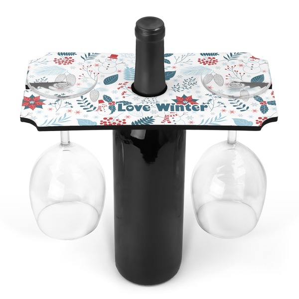 Custom Winter Wine Bottle & Glass Holder (Personalized)