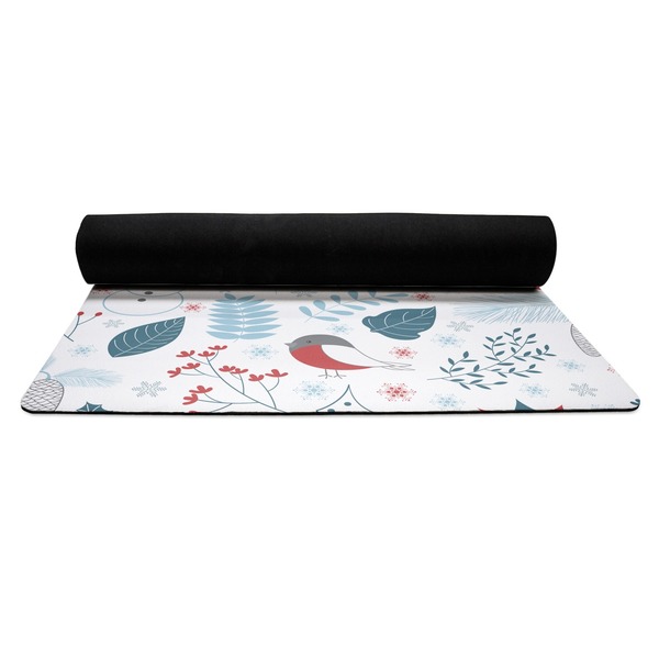 Winter Yoga Mat Rolled up Black Rubber Backing