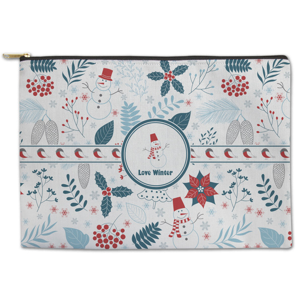 Custom Winter Zipper Pouch - Large - 12.5"x8.5" (Personalized)