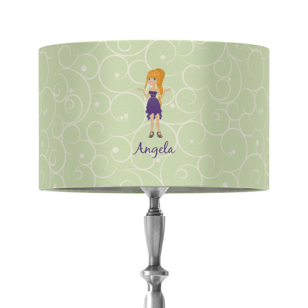Custom Character (Woman) 12" Drum Lampshade - ON STAND (Fabric)
