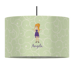 Custom Character (Woman) 12" Drum Pendant Lamp - Fabric (Personalized)