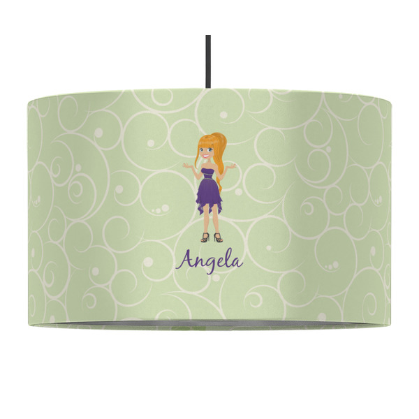 Custom Character (Woman) 12" Drum Lampshade - PENDANT (Fabric)