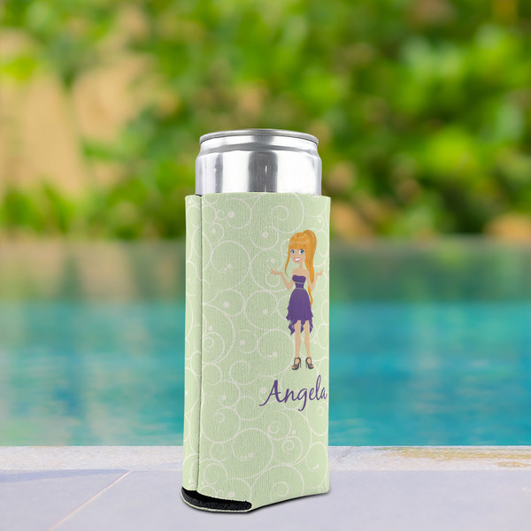 Custom Character (Woman) Can Cooler - Tall 12oz - In Context