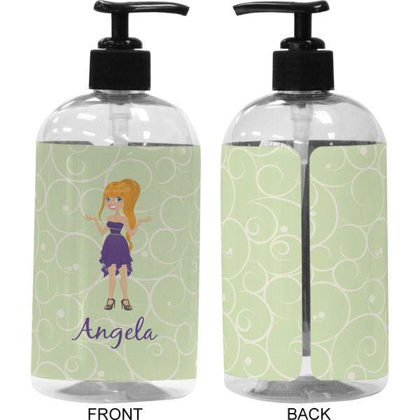 Custom Character (Woman) 16 oz Plastic Liquid Dispenser (Approval)