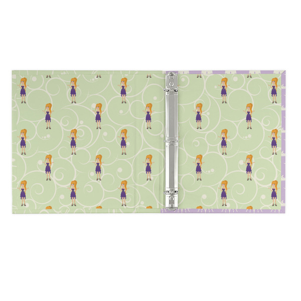 Custom Character (Woman) 3 Ring Binders - Full Wrap - 1" - OPEN INSIDE