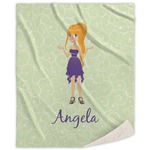 Custom Character (Woman) Sherpa Throw Blanket (Personalized)