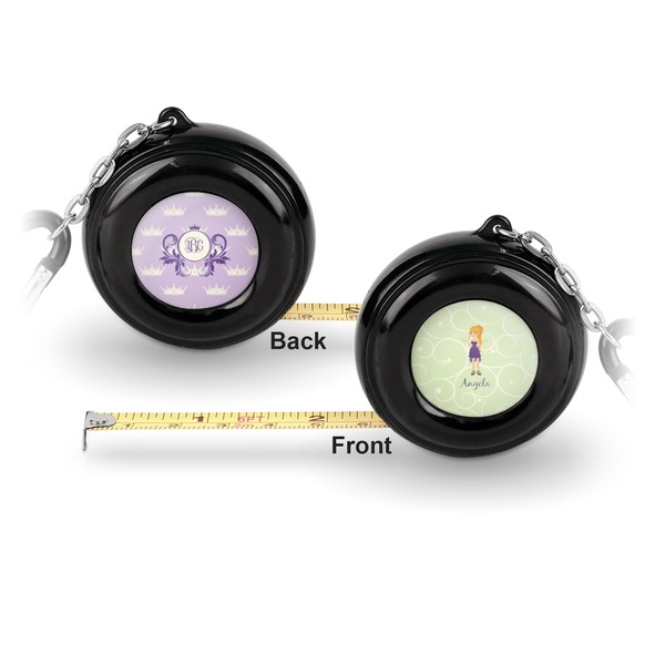 Custom Character (Woman) 6-Ft Pocket Tape Measure with Carabiner Hook - Front and Back