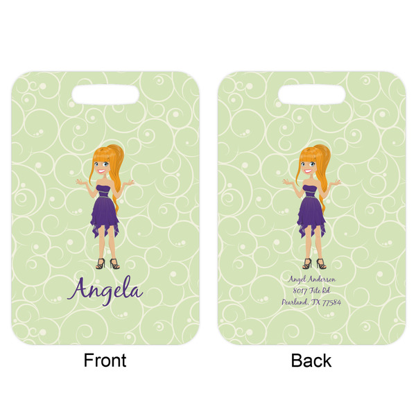 Custom Character (Woman) Aluminum Luggage Tag (Front + Back)