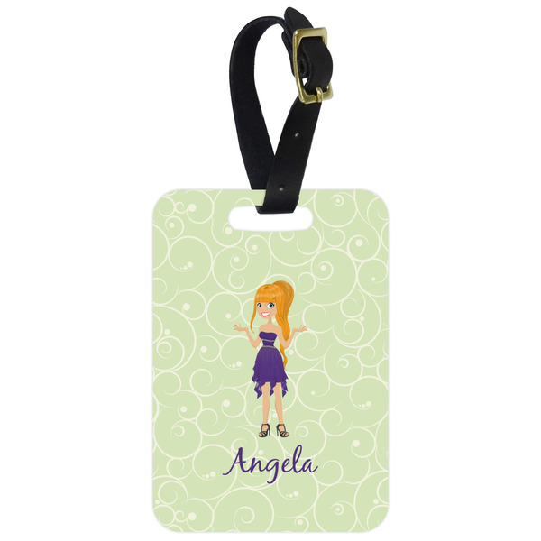 Custom Custom Character (Woman) Metal Luggage Tag w/ Name or Text