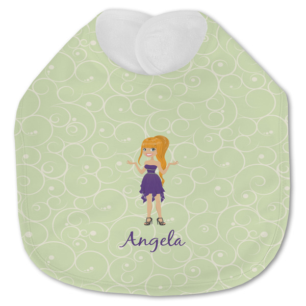 Custom Custom Character (Woman) Jersey Knit Baby Bib w/ Name or Text