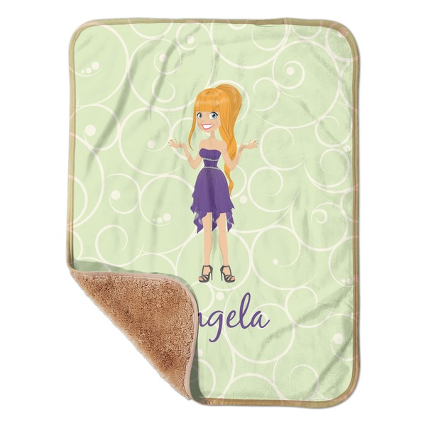 Custom Custom Character (Woman) Sherpa Baby Blanket - 30" x 40" w/ Name or Text
