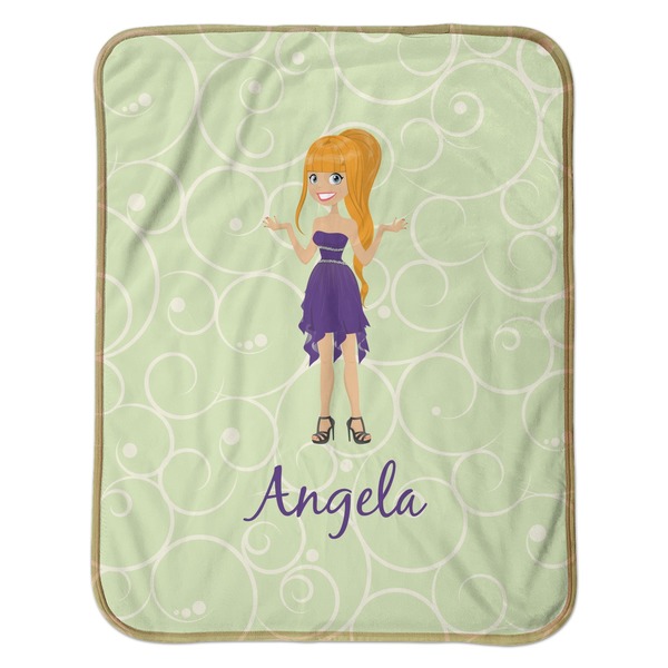 Custom Character (Woman) Baby Sherpa Blanket - Flat