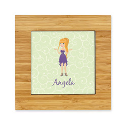 Custom Character (Woman) Bamboo Trivet with Ceramic Tile Insert (Personalized)