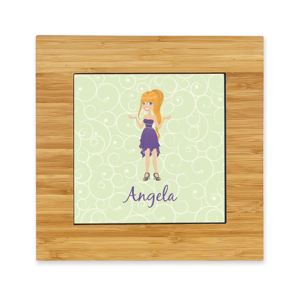 Custom Custom Character (Woman) Bamboo Trivet with Ceramic Tile Insert (Personalized)