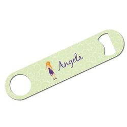 Custom Character (Woman) Bar Bottle Opener - White w/ Name or Text
