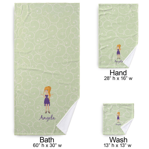 Custom Character (Woman) Bath Towel Sets - 3-piece - Approval