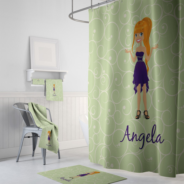 Custom Character (Woman) Bath Towel Sets - 3-piece - In Context
