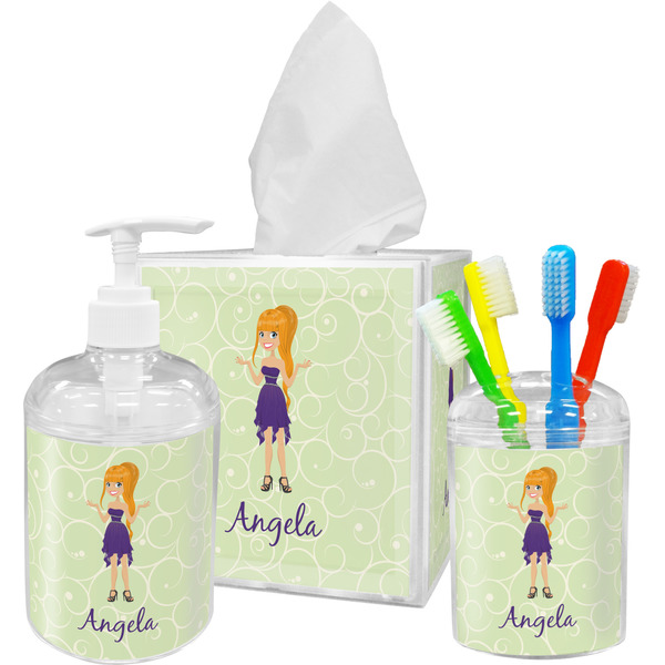 Custom Character (Woman) Bathroom Accessories Set (Personalized)