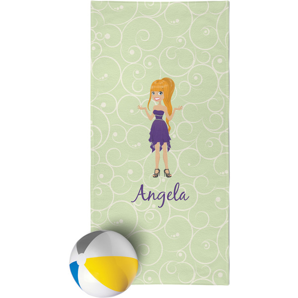 Custom Custom Character (Woman) Beach Towel (Personalized)