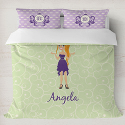 Custom Character (Woman) Duvet Cover Set - King (Personalized)