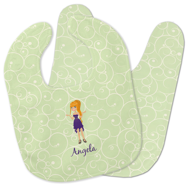 Custom Custom Character (Woman) Baby Bib w/ Name or Text