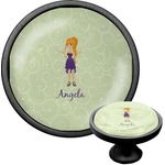 Custom Character (Woman) Cabinet Knob (Black) (Personalized)