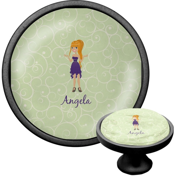 Custom Custom Character (Woman) Cabinet Knob (Black) (Personalized)