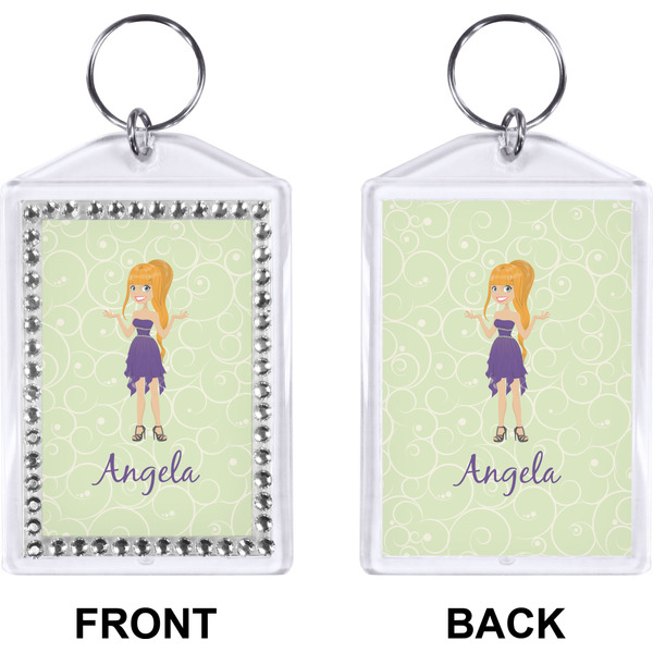 Custom Character (Woman) Bling Keychain (Front + Back)