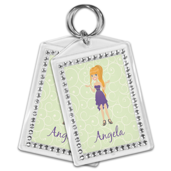 Custom Character (Woman) Bling Keychain - MAIN