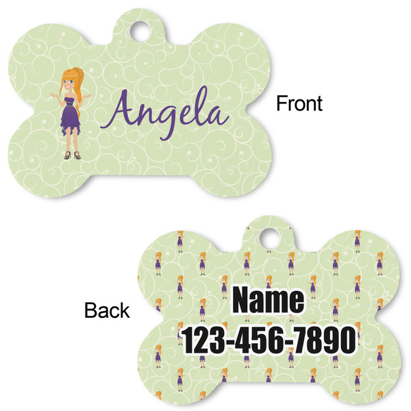 Custom Character (Woman) Bone Shaped Dog ID Tag - Large - Approval