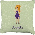 Custom Character (Woman) Faux-Linen Throw Pillow 16" (Personalized)