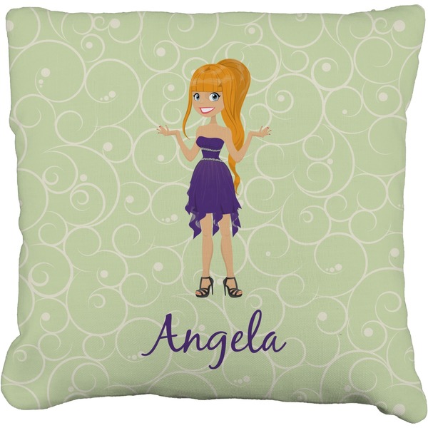 Custom Custom Character (Woman) Faux-Linen Throw Pillow 16" (Personalized)