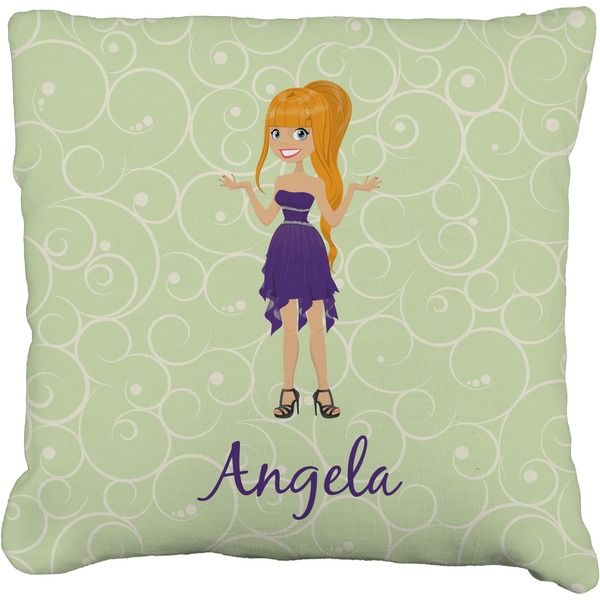 Custom Custom Character (Woman) Faux-Linen Throw Pillow 18" (Personalized)