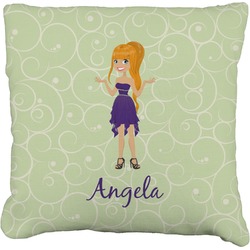 Custom Character (Woman) Faux-Linen Throw Pillow 20" (Personalized)