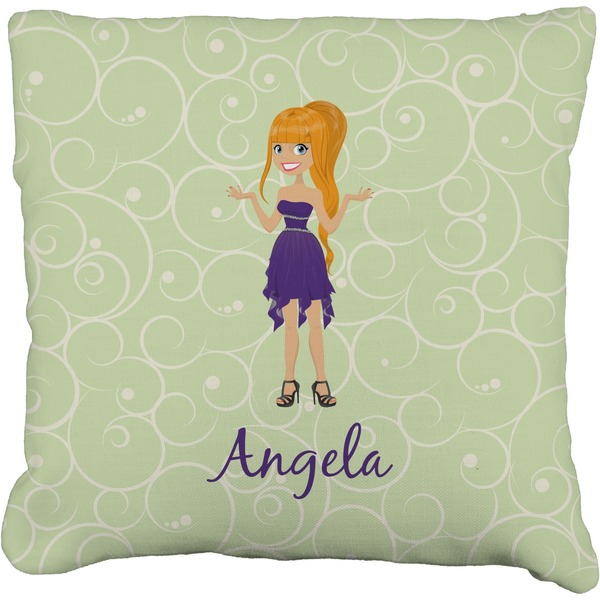Custom Custom Character (Woman) Faux-Linen Throw Pillow 20" (Personalized)