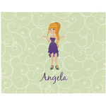 Custom Character (Woman) Woven Fabric Placemat - Twill w/ Name or Text