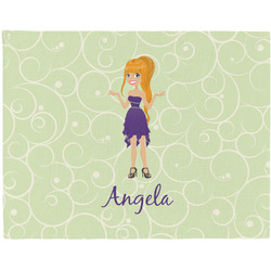 Custom Character (Woman) Woven Fabric Placemat - Twill w/ Name or Text