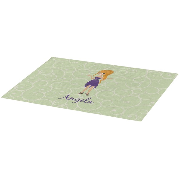 Custom Character (Woman) Burlap Placemat (Angle View)