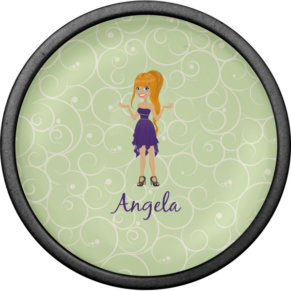 Custom Character (Woman) Cabinet Knob - Black - Front