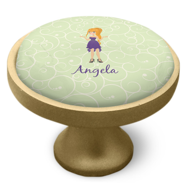 Custom Character (Woman) Cabinet Knob - Gold - Side