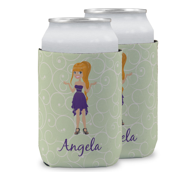 Custom Custom Character (Woman) Can Cooler (12 oz) w/ Name or Text