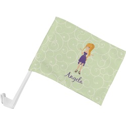 Custom Character (Woman) Car Flag - Small w/ Name or Text