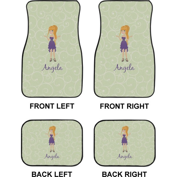 Custom Character (Woman) Car Floor Mats Set (2F + 2B)