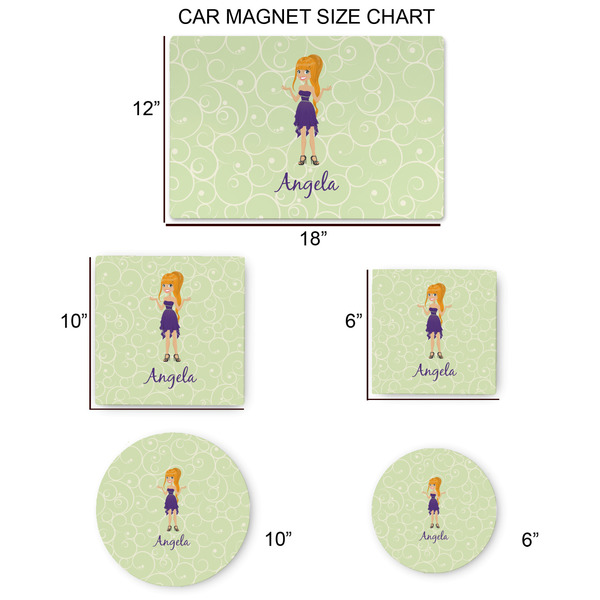 Custom Character (Woman) Car Magnets - SIZE CHART
