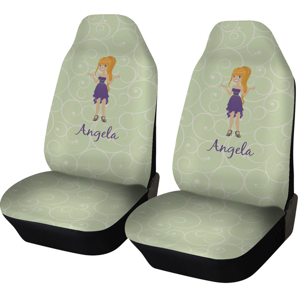 Custom Custom Character (Woman) Car Seat Covers (Set of Two) (Personalized)