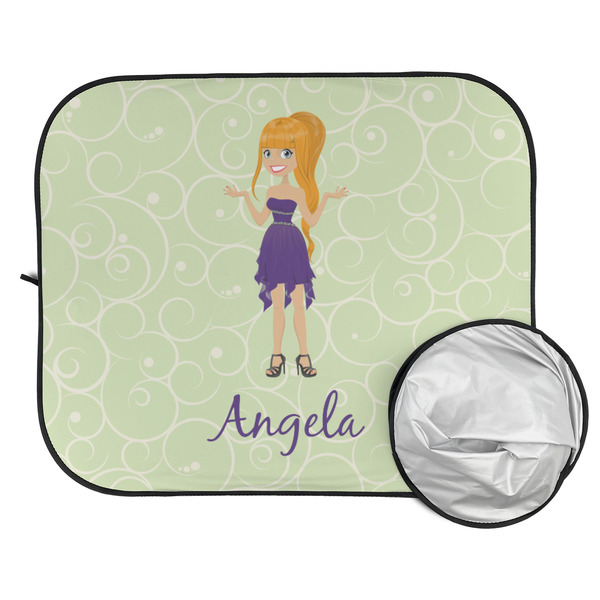 Custom Character (Woman) Car Sun Shades - FOLDED & UNFOLDED