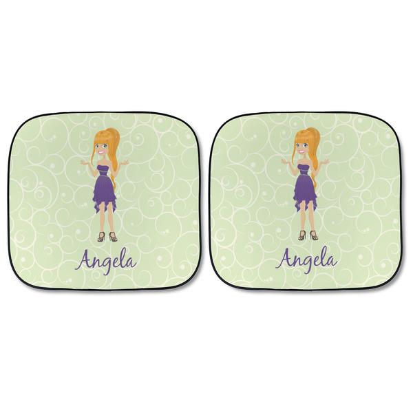 Custom Character (Woman) Car Sun Shades - FRONT