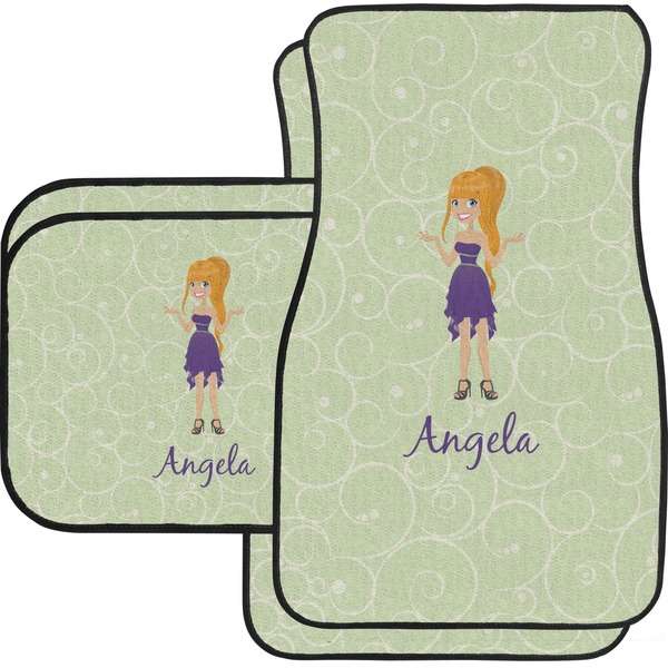 Custom Custom Character (Woman) Car Floor Mats Set - 2 Front & 2 Back (Personalized)