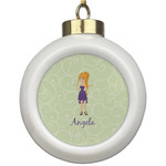 Custom Character (Woman) Ceramic Ball Ornament (Personalized)