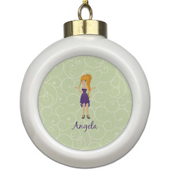 Custom Character (Woman) Ceramic Ball Ornament (Personalized)